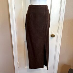 First Option Brown Vintage Suede Slitted skirt